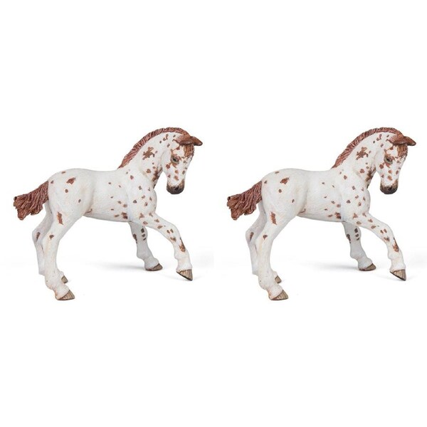 2PK Papo France Brown Appaloosa Foal Animal Figurine Kids Collectible Figure Toy