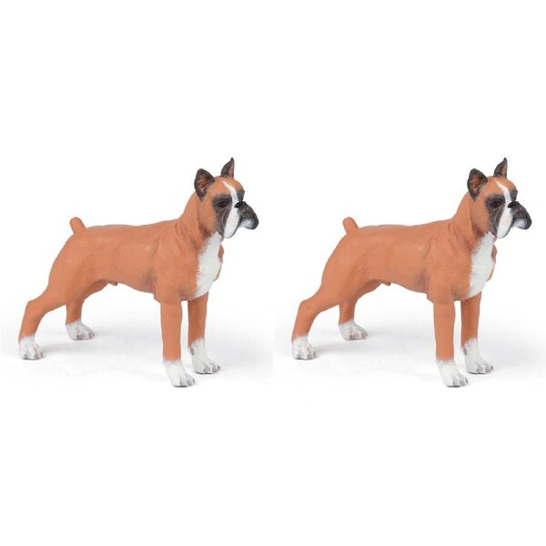 2PK Papo France Boxer Dog Animal Figurine Kids/Children Collectible Figure Toy
