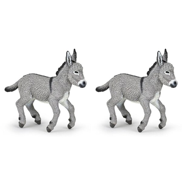2PK Papo France Provence Donkey Foal Animal Figurine Kids Collectible Figure Toy