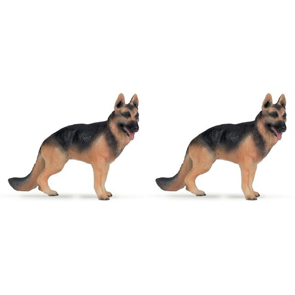 2PK Papo France German Shepherd Dog Animal Figurine Kids Collectible Figure Toy