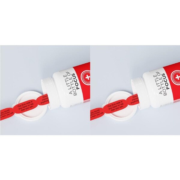 2PK Mustard Little Bottle Of Focus 52 Weekly Positive Quotes Paper Pill Messages