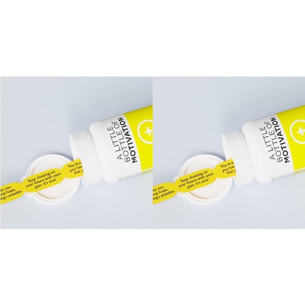 2PK Mustard Little Bottle Of Motivation 52 Weekly Motivational Quotes Paper Pill