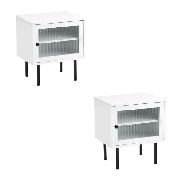 Oikiture 2X Bedside Tables Nightstand Storage Bed Side End Organiser White