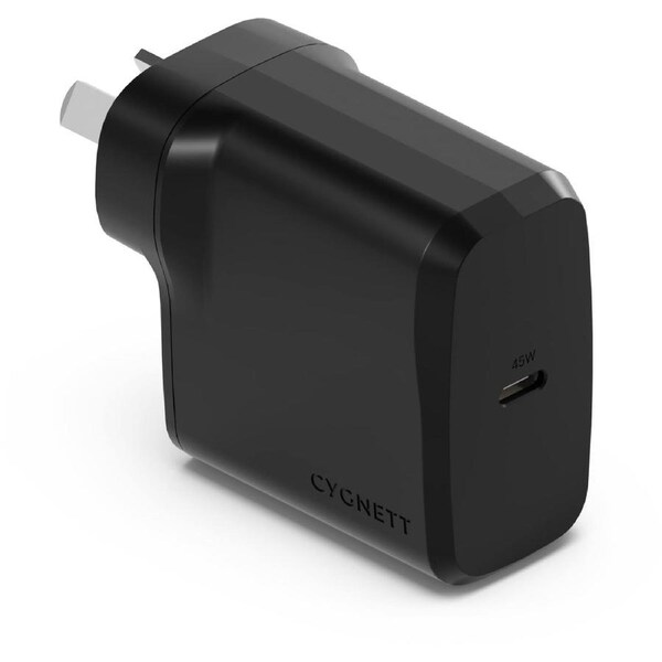 Cygnett Powerplus 45W GaN USB-C Wall Charger - Black