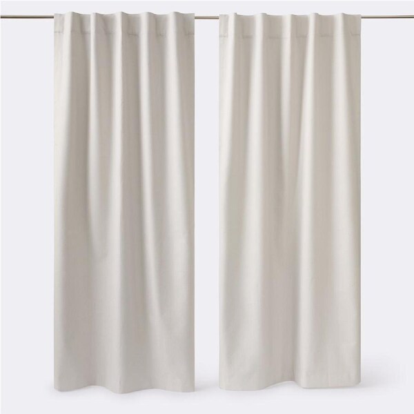 Openook Tab Top Jacquard Blockout Curtains 2 Pieces - Natural