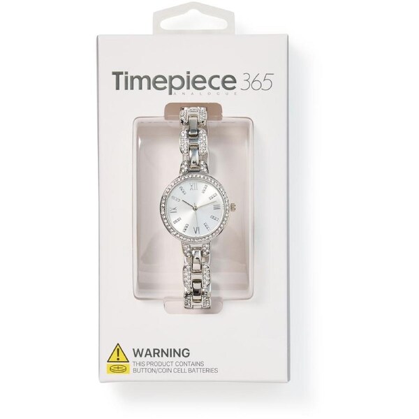 Timepiece Womens Analogue Faux Diamond Watch - SIlver