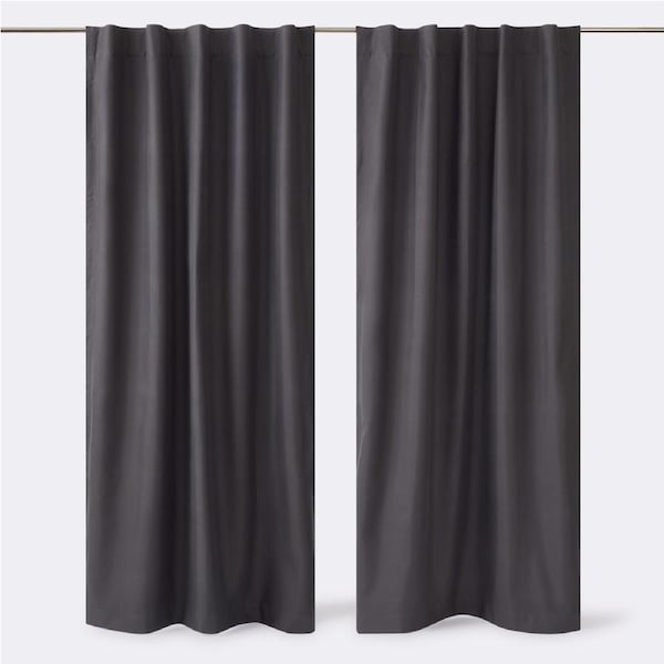 Openook Tab Top Blockout Curtains 2 Pieces - Charcoal