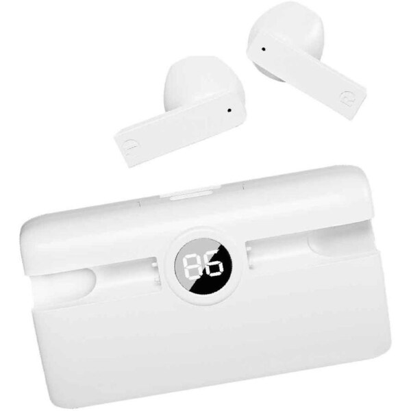Laser TWS Earbuds with Powerbank Charging Case - White