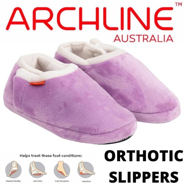 ARCHLINE Orthotic Slippers CLOSED Arch Scuffs Pain Relief Moccasins - Lilac EU 37