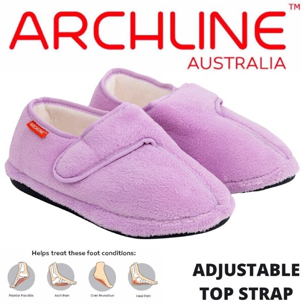 ARCHLINE Orthotic Slippers Slip On Scuffs Pain Relief Moccasins - Red Polka Dot - EUR 38 (Womens US 7)