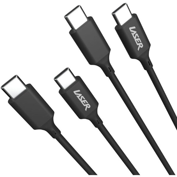 Laser 2m 60W USB-C to USB-C Cable 2 Pack - Black