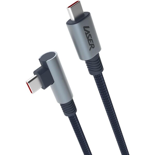 Laser 1m 100W USB-C to USB-C Right Angled Braided Cable
