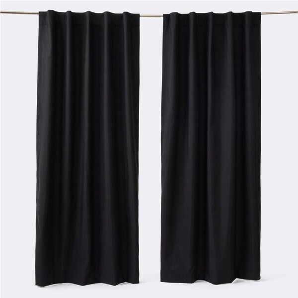 Openook Tab Top Blockout Curtains 2 Pieces - Black