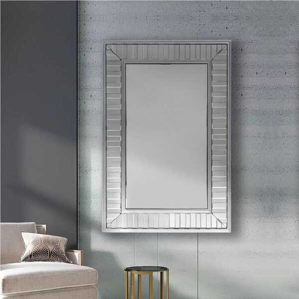 Wall Mirror MDF Silver Mirror Clear Image Rectangular Shape