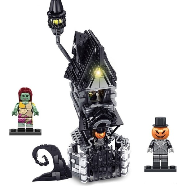 766PCS Halloween Building Set Mansion House Building Blocks Kit with Glowing Lighting Gift for Fans and Kids