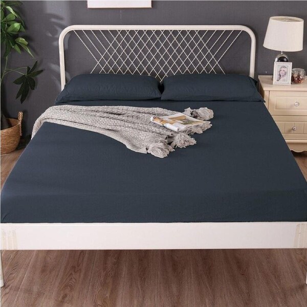 Ramesses 1000TC Linen Bamboo Fitted Sheet Combo Set Charcoal Queen
