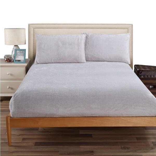 Ramesses Teddy Fleece Fitted Sheet Combo Set Grey King