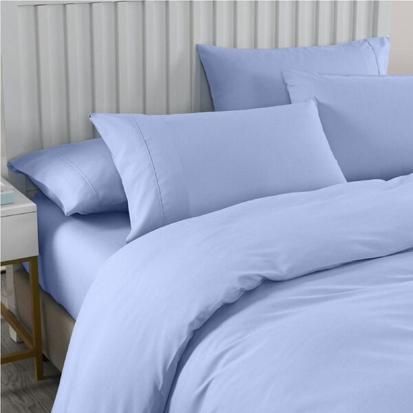 Royal Comfort 2000TC 6 Piece Bamboo Sheet & Quilt Cover Set Cooling Breathable - King - Light Blue