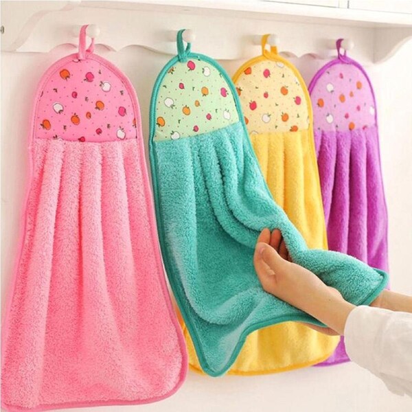 4 Pack Coral Velvet Bathroom Supplies Soft Hand Towel Absorbent Cloth Dishcloths