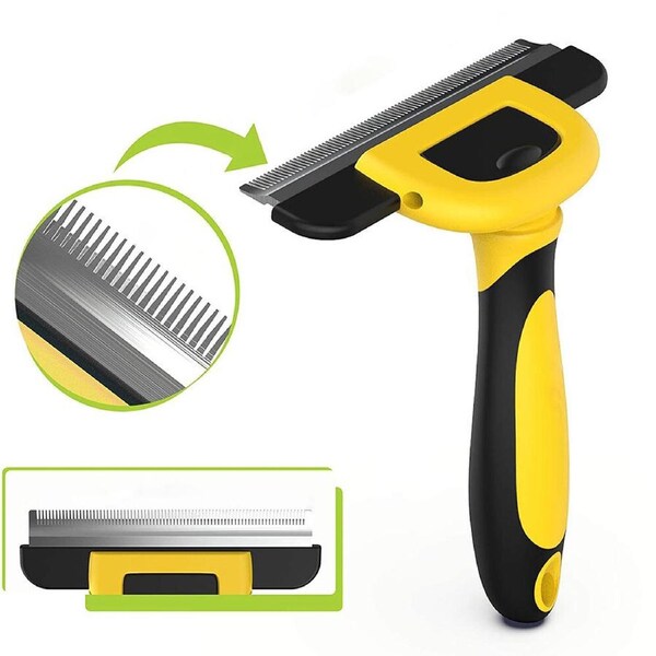 2Pcs Pet Grooming Brush Deshedding Tool For Dogs Cats-Blue +Yellow