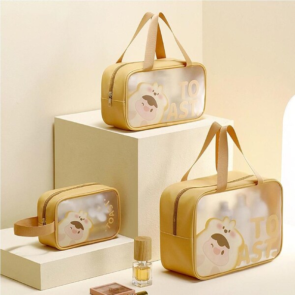 3Pcs PU Clear Makeup Bag Waterproof Travel Toiletry Bag Portable Storage Bag