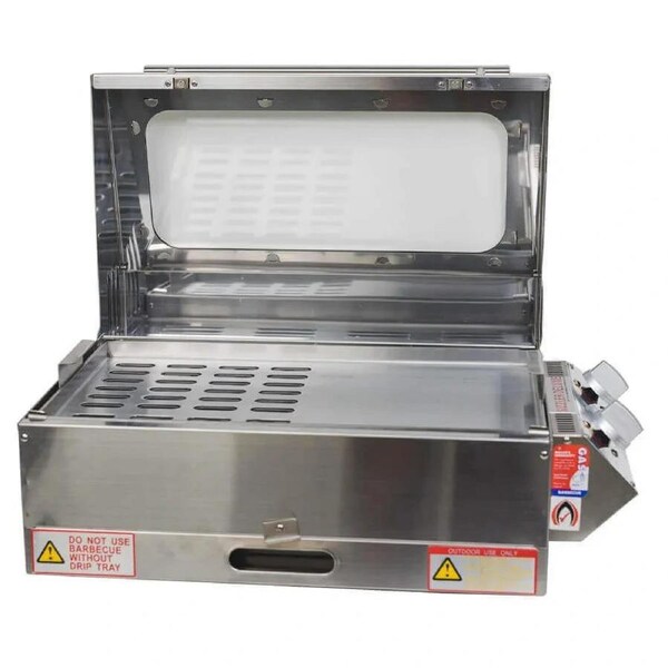 Caravan Gas BBQ - Sizzler Deluxe High Lid - 1/2 Grill & 1/2 Hotplate