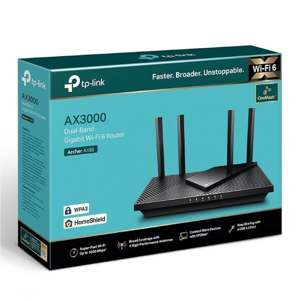 TP-Link Archer AX55 AX3000 802.11ax Dual Band Gigabit Wi-Fi 6 Router