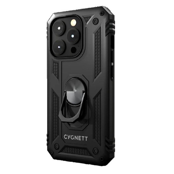 Cygnett Apple iPhone 15 Pro Max (6.7') Rugged Case - Black (CY4635CPSPC) - Integrated Kickstand, Secure and Magnetic Disk Mount, 6ft Drop Protection
