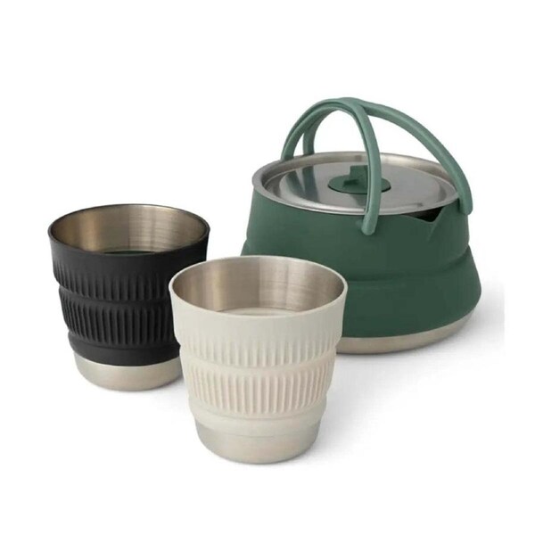Sea To Summit Detour Stainless Steel Collapsible 1.6L Kettle Set (3 Piece) - Gre