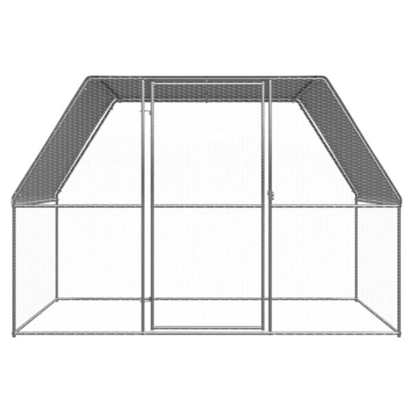 Chicken Cage Hen House Coop Enclosure Silver and Grey Galvanised Steel
