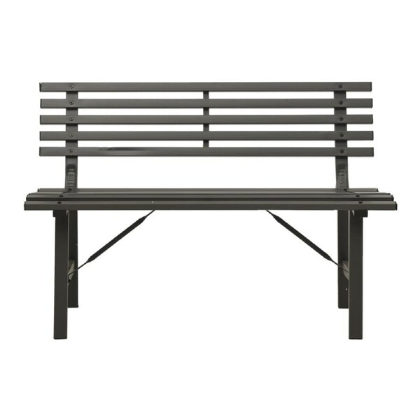 Outdoor Garden Bench Steel Frame Park Yard Seat Patio Backyard Terrace Seating