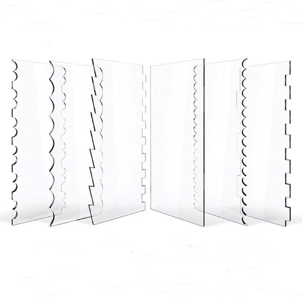6Pcs Acrylic Cake Scraper Decorating Contour Comb Cake Edge Smoother Tools