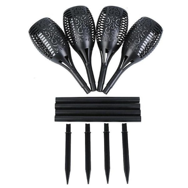 4pcs LED Solar Flickering Flame Torch Lights Outdoor Garden Path Landscape Lamps