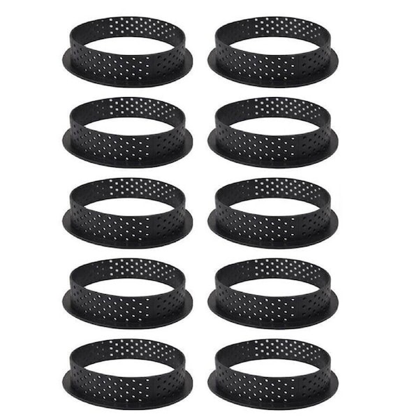 Perforated Round Cake Mould 8PCS Non Stick Plastic Tart Ring for Baking Pastry