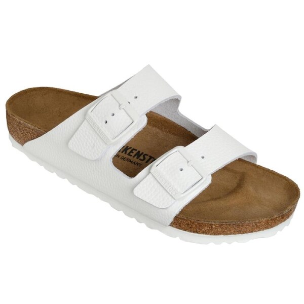 Birkenstock Unisex Arizona NL Smooth Leather Regular Fit Sandals White 41