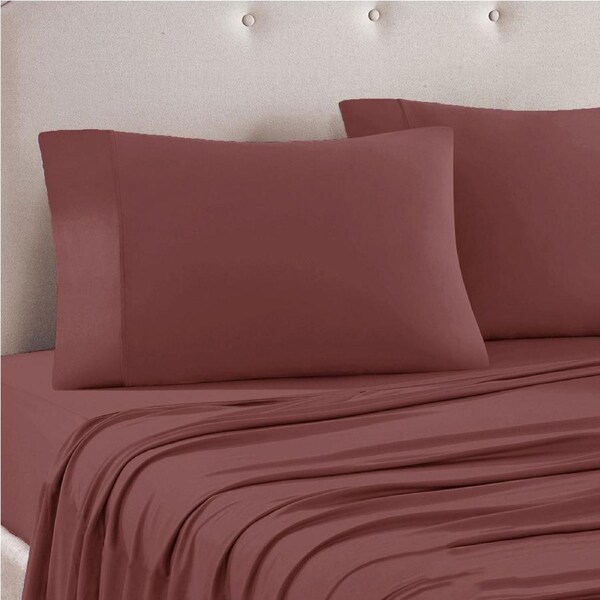 Art Terrace Microfiber Sheet Set Queen 33cm Wall Rosewood