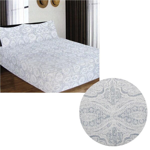 ICF Store Cotton Flannel Combo Fitted Sheet Set Queen Romano