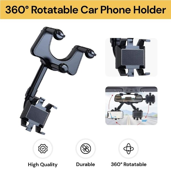 360o Rotatable and Retractable Car Phone Holder
