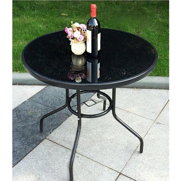 Alfresco Round Mirrored Tempered Glass Table