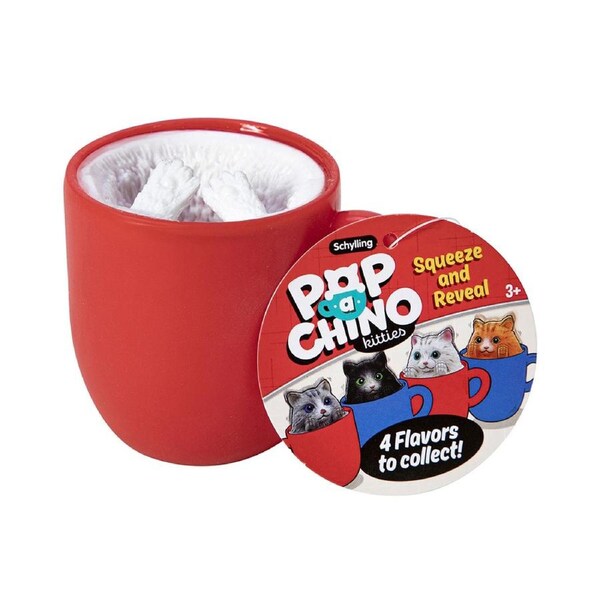 Schylling Pop-A-Chino Kitties Kids Squeeze Sensory Squish Toy 6cm Assorted 3+
