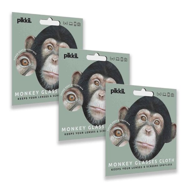 3PK Pikkii Fun Monkey Micofiber Cloth Phones/Screen/Sunglasses Cleaning 17x15cm