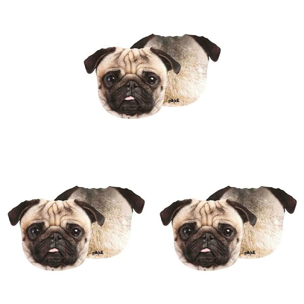 3PK Pikkii Fun Pug Micofiber Cloth Mobile Phones/Screen/Sunglasses Cleaning 16cm