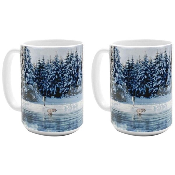 2PK Prank-O When Nature Calls Winterscape Drinking Coffee Mug/Cup Drinkware 15oz