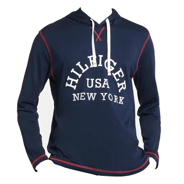 Tommy Hilfiger Mens Sleepwear Jersey Pyjama Hoodie Home Loungewear Navy M