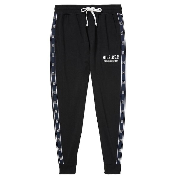 Tommy Hilfiger Men French Terry Pyjama Sleepwear Cuffed Jogger Pants Black L