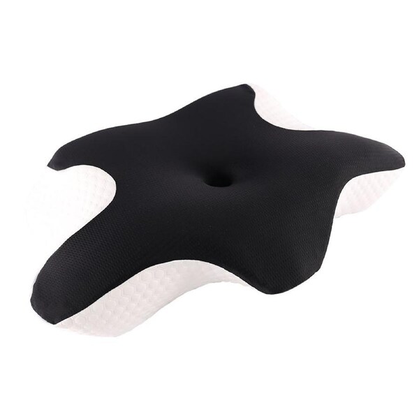 Cervical Pillow for Neck and Shoulder,Contour Memory Foam Pillow,Ergonomic Neck Support Pillow for Side Back Stomach Sleepers with Pillowcase,Black