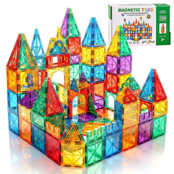 Playpals 100PCS Kids Magnetic Tiles Blocks Building Educational Toys Child Gift