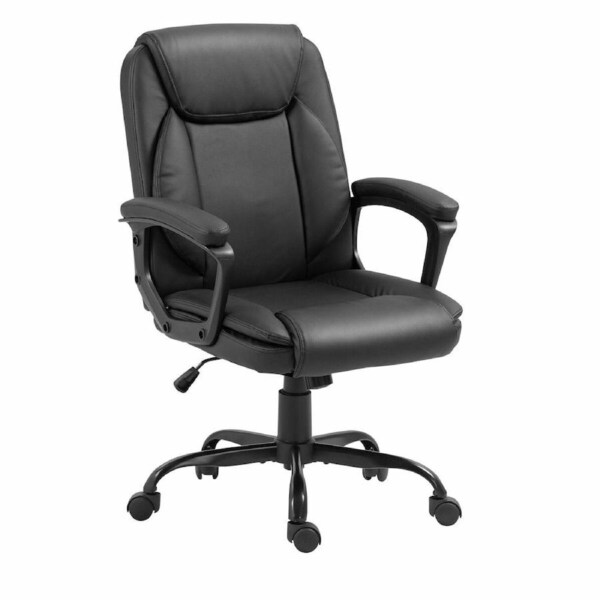 NEADER Ergonomic Office Chair Computer Study Executive Desk Armchair Home Work Reclining Adjustable Swivel Recliner PU Black
