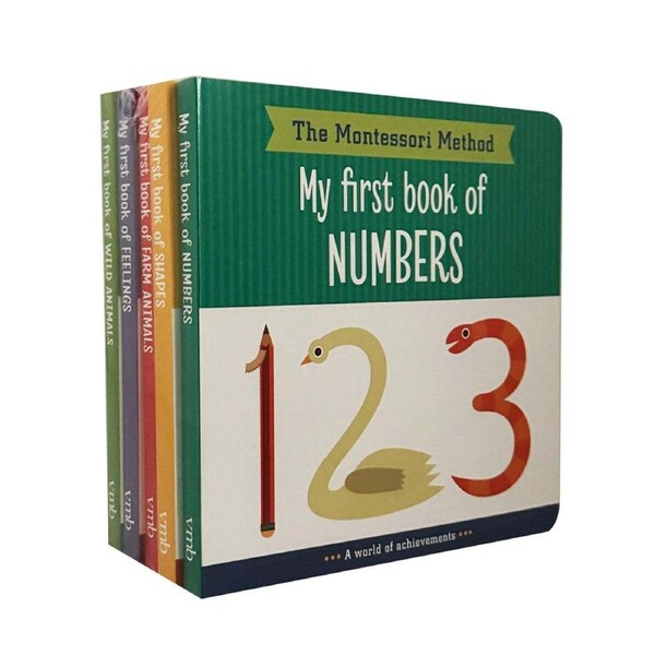 5pc Promotional Montessori Board Book Reading & Learning Collection Set 3-6Y+