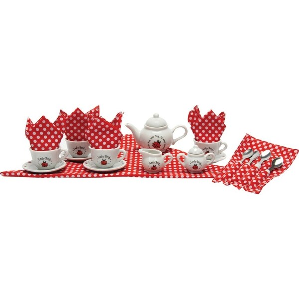 Schylling Ladybug Tea Set in Basket Kids/Children Picnic Fun Pretend Toy 8y+